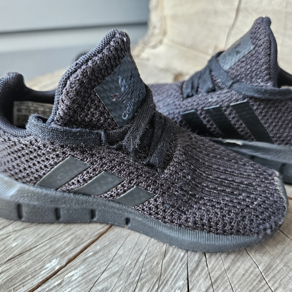 Adidas Black Sneakers with Textured Knit and Padded Tongue